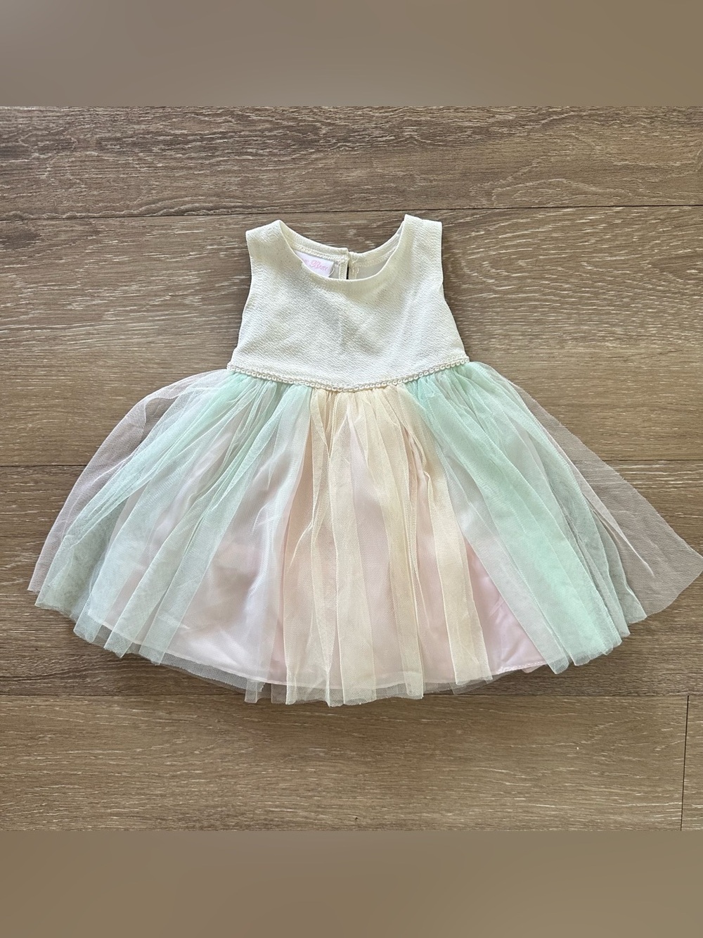 Bonnie Baby Ivory Bodice Pastel Tulle Party Dress - Mint & Pink